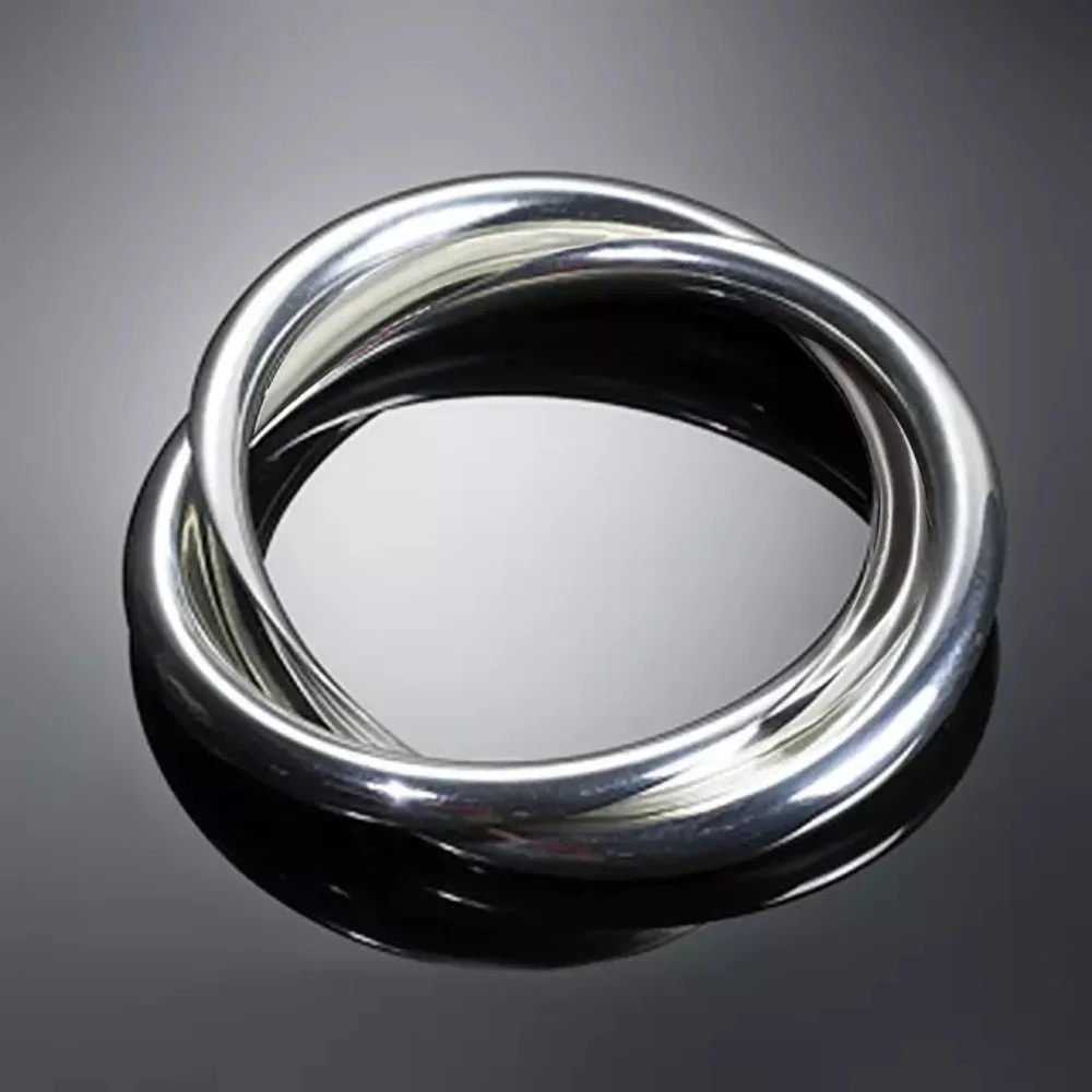 New Unisex 925 Silver Double Layer Men Women Ring